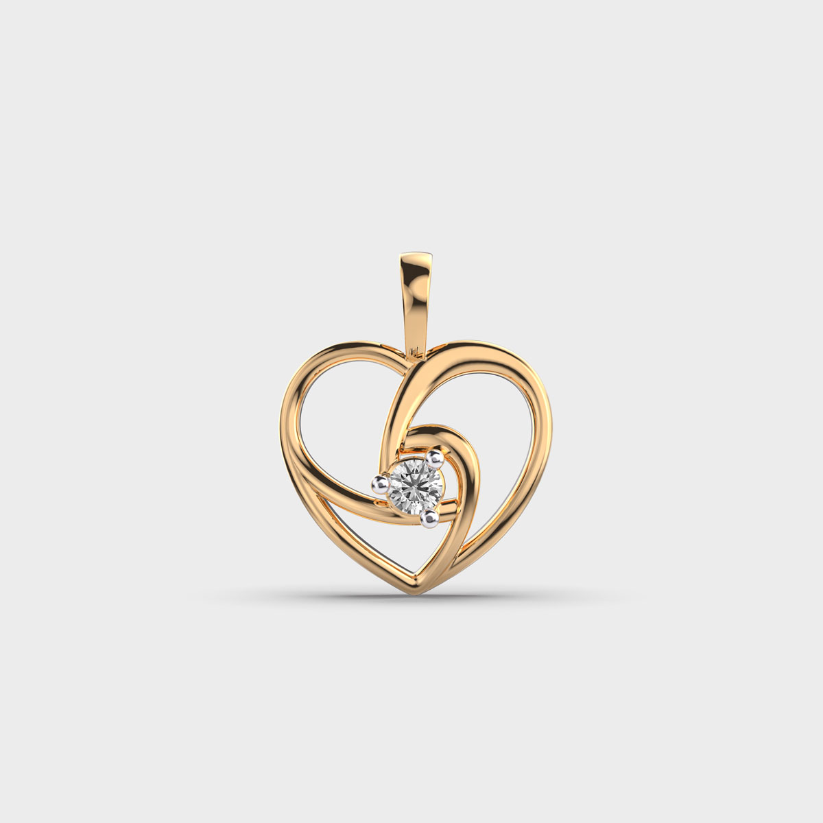 Glow Heart Diamond Pendant for Women (Without Chain)