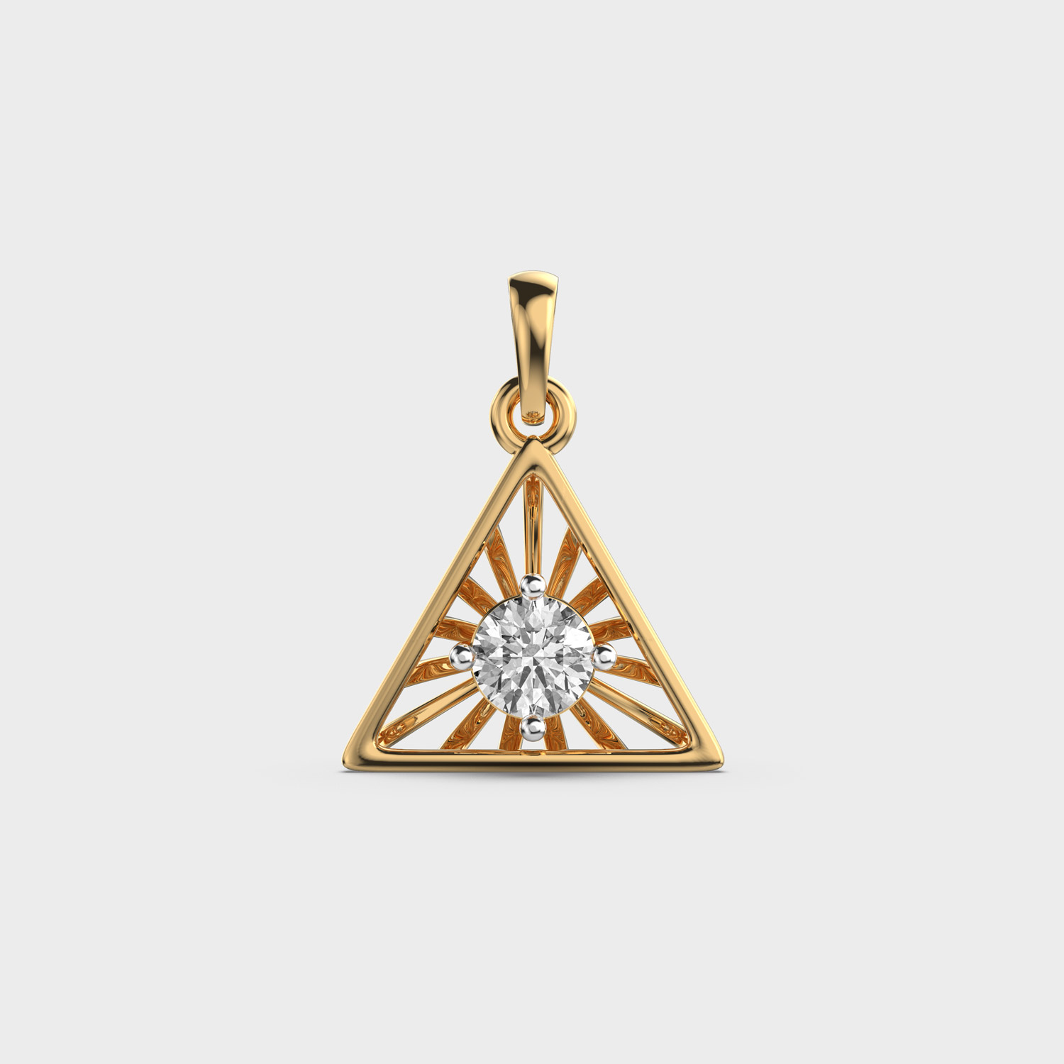 Triangular Sunburst Diamond Pendant (Without Chain)