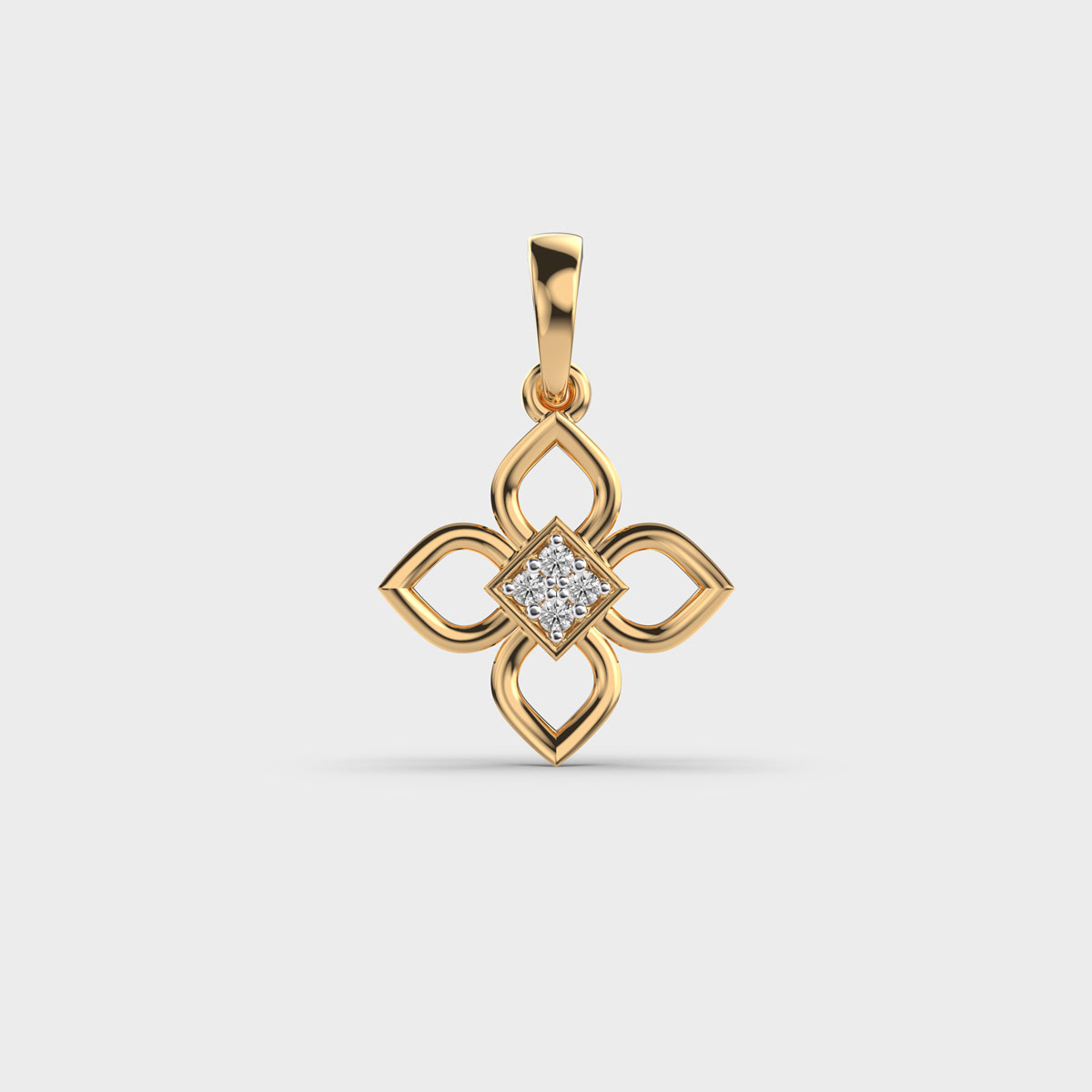 Four Petal Diamond Pendant (Without Chain)