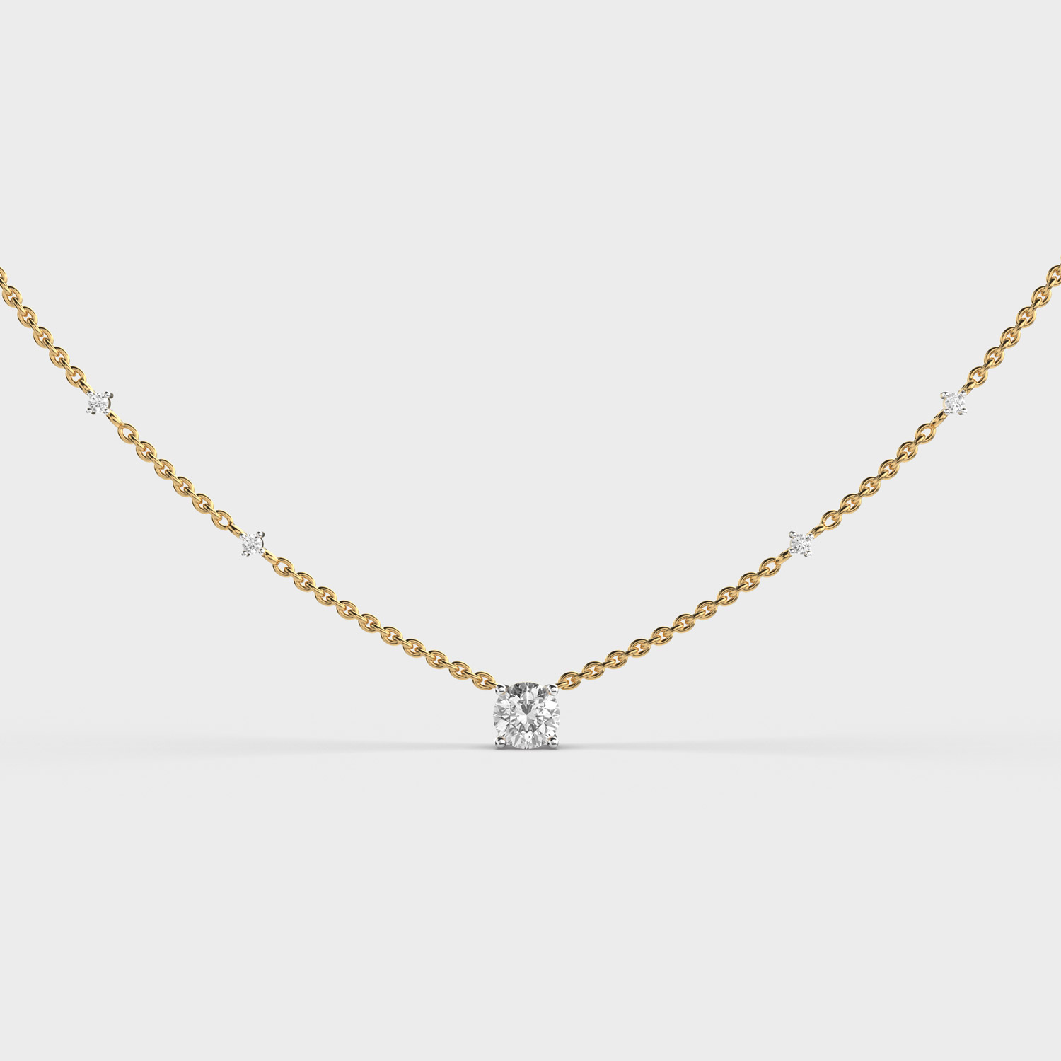 Lustrelight Solitaire Diamond Necklace (With Chain)