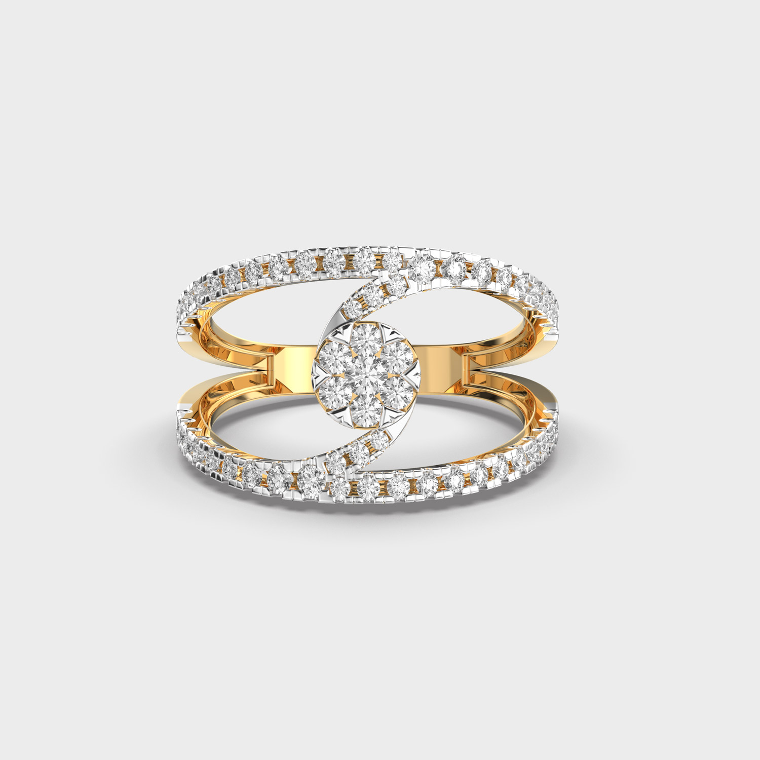 Split Open Swirl Diamond Ring