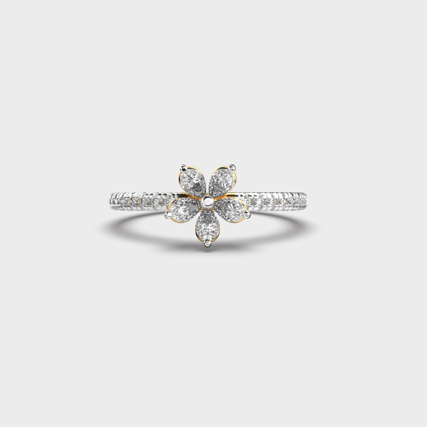 Dainty And Cute Blossom Diamond Ring