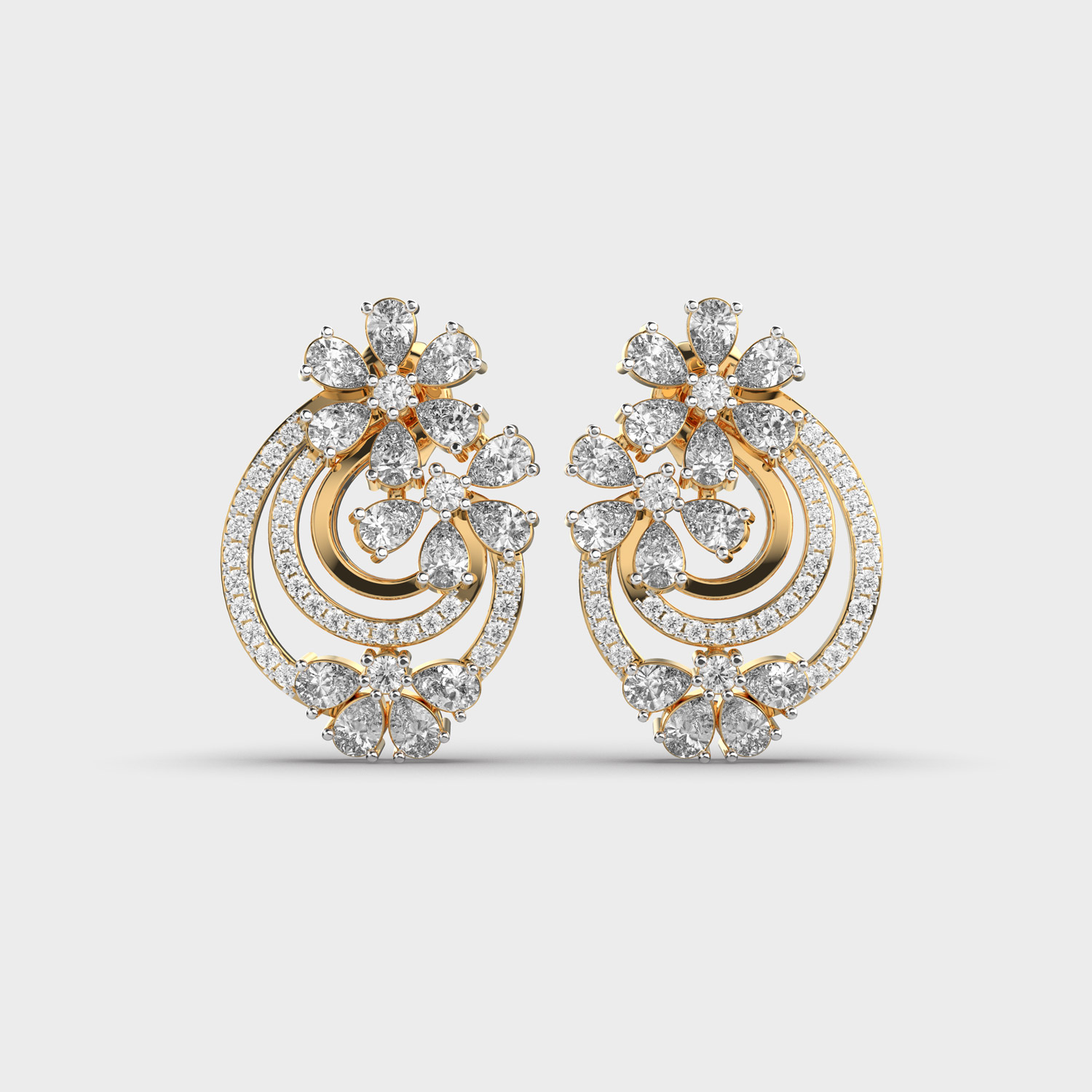 Splendid Freesia Mixed Diamond Earrings