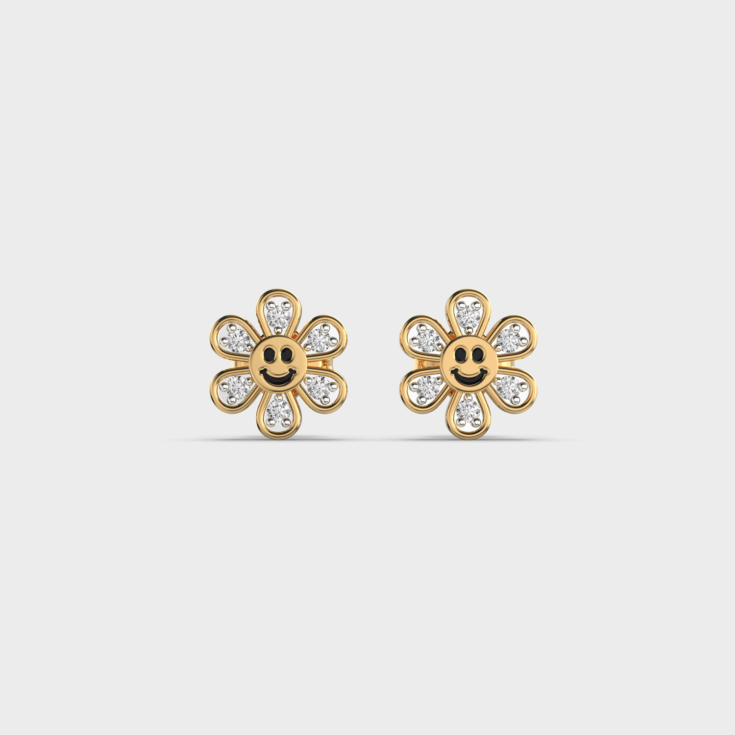 Smiley Flower Ear Studs For Kids