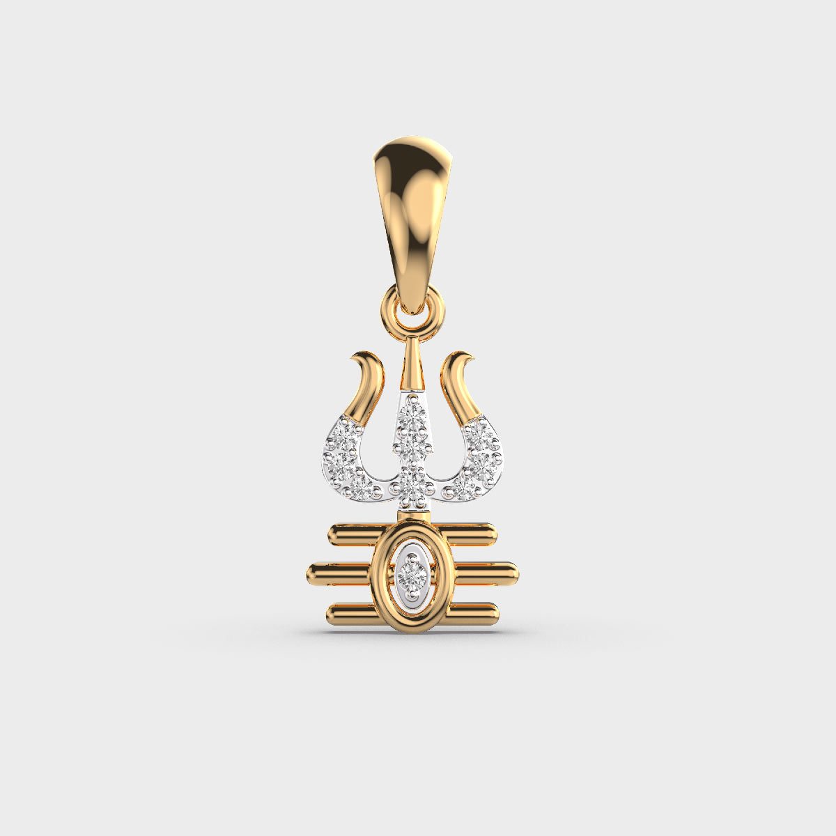 Trishul Diamond Shiv Pendant (Without Chain)