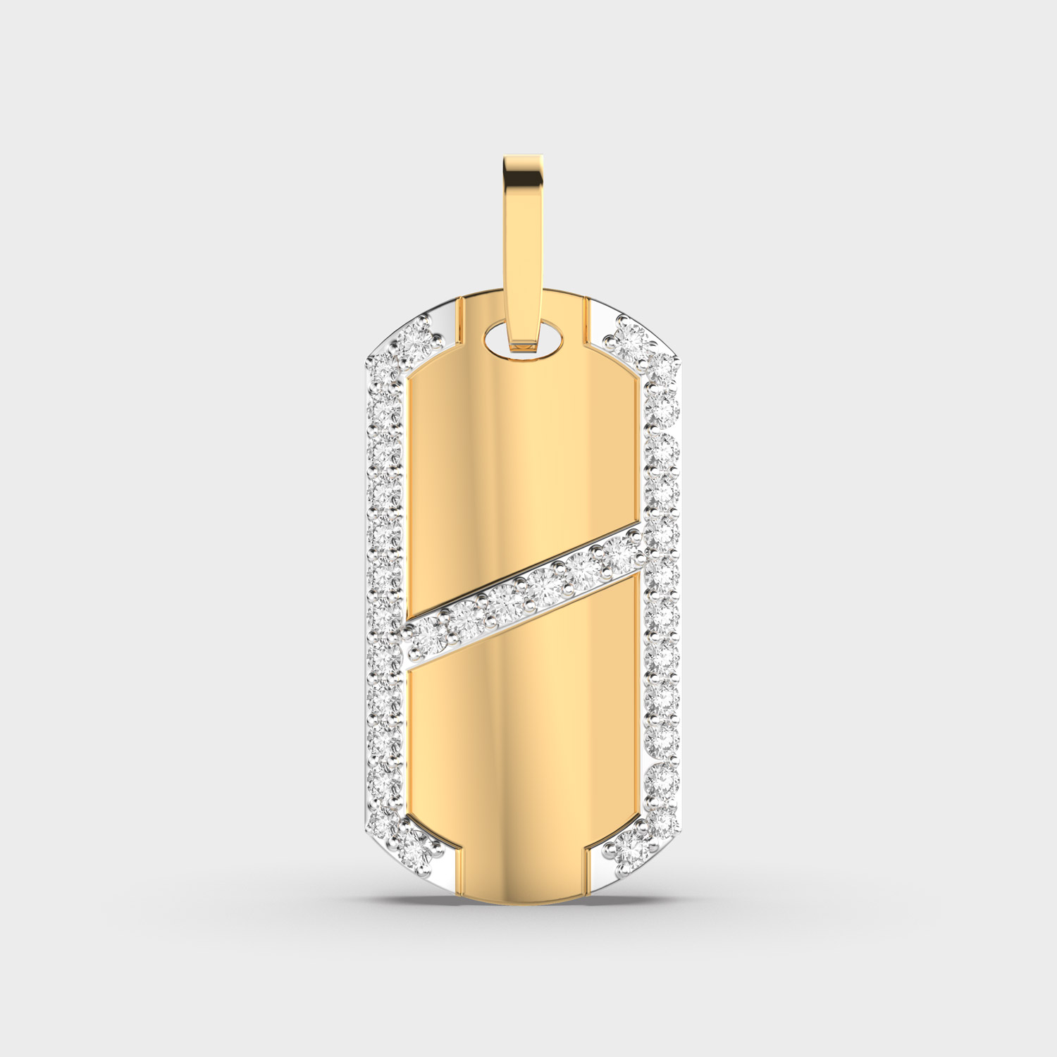 Rectangular Blade Round Diamond Pendant (Without Chain)