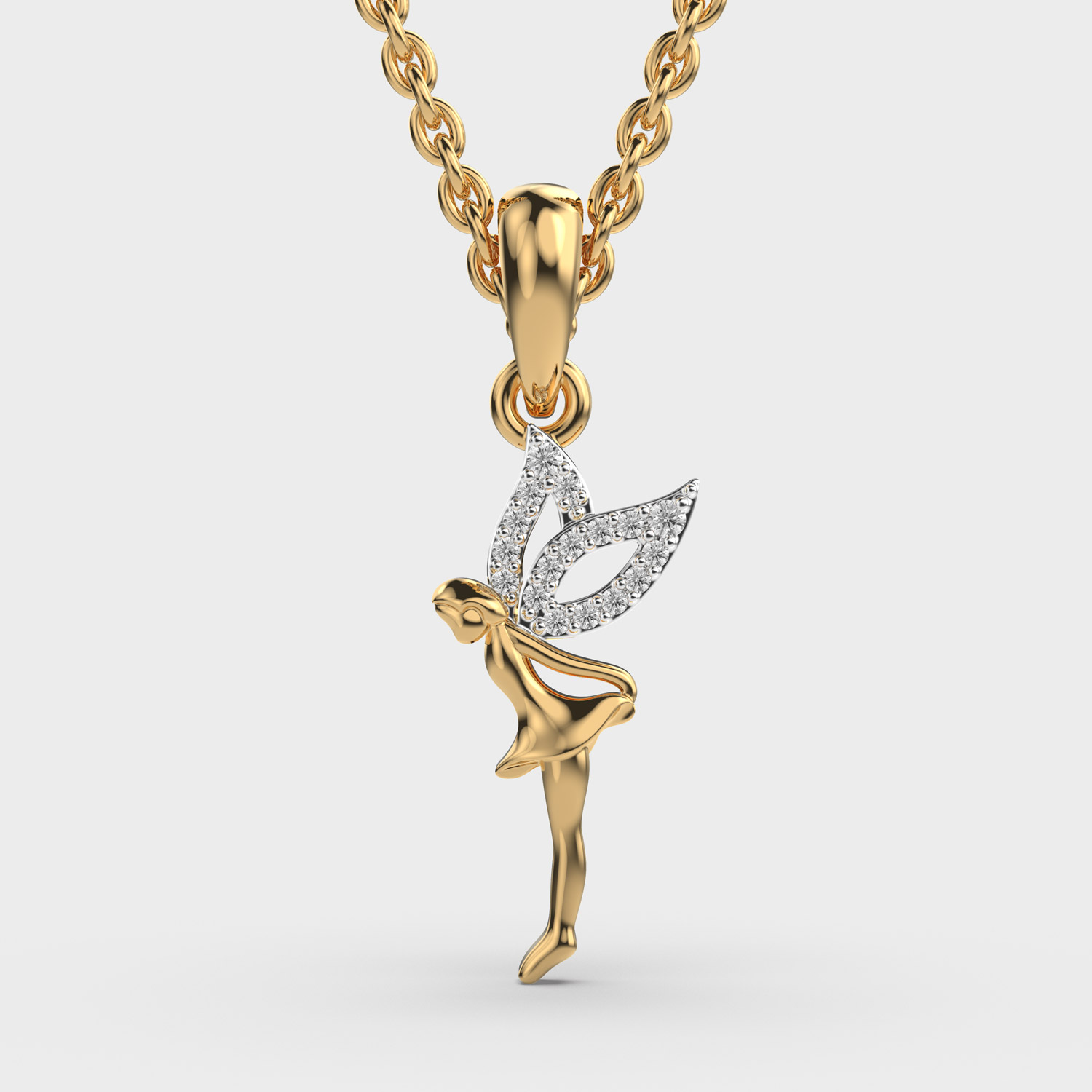 Tinker Bell Diamond Pendant For Kids