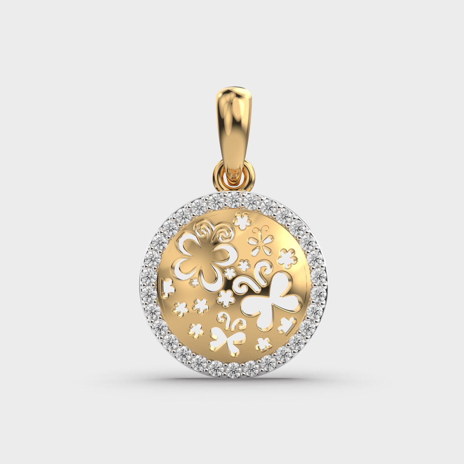Flower Filgree Diamond Pendant For Kids