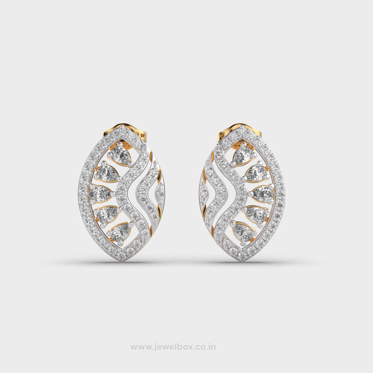 Ovoloid Pear and Round Diamond Cut Earrings