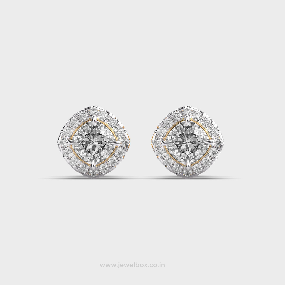 Stellar Solitaire Cushion Cut Diamond Studs