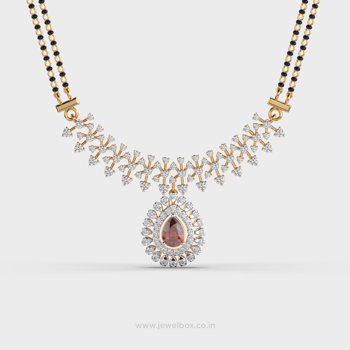 Maharani Red Stone Diamond Mangalsutra Necklace (With Chain)