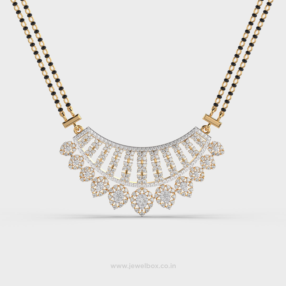 Regal Queen Round Diamond Mangalsutra Necklace (With Chain)