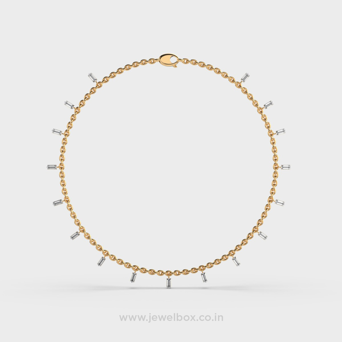 Charming Minimal Baguette Cut Diamond Necklace