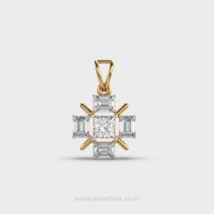 Princess Cut Four Baguette Diamond Pendant