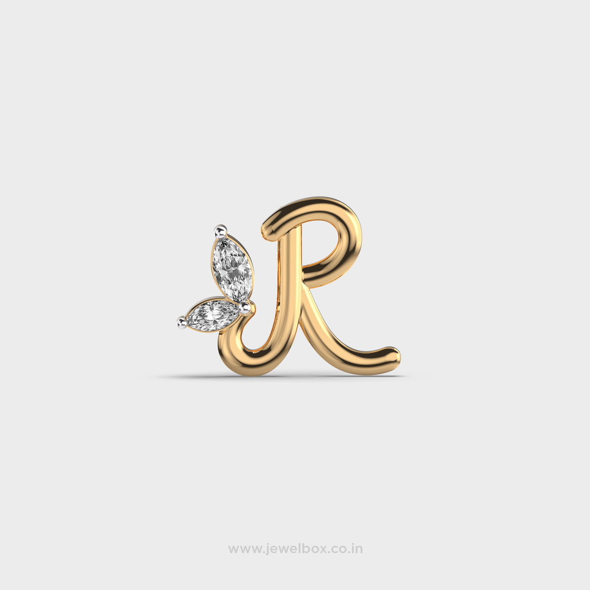R Initial Marquise Diamond Pendant (Without Chain)