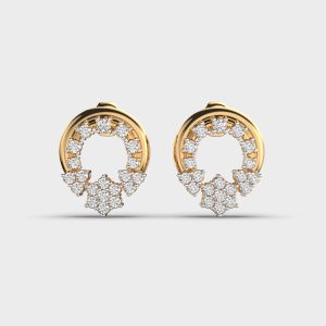 Circular Floral Diamond Earrings