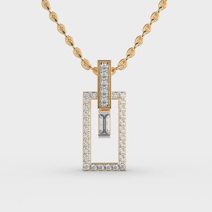 Rectangular Diamond Pendant without Chain