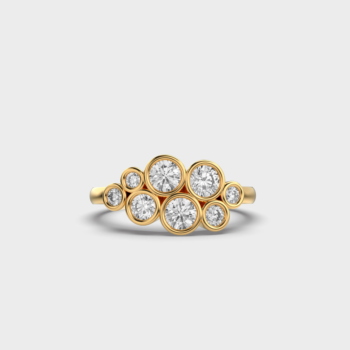Lustrous Cluster Bubble Diamond Ring