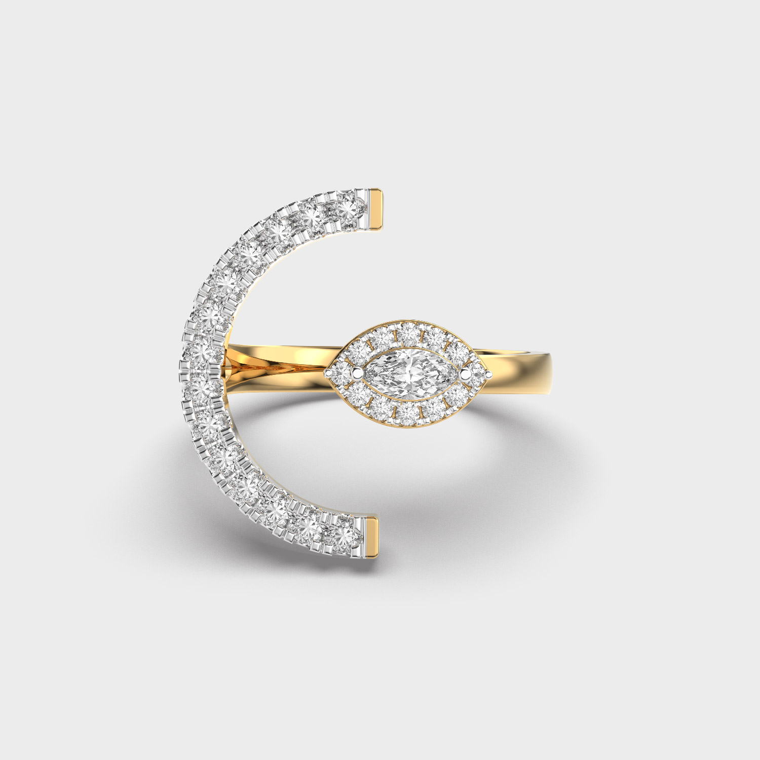 Gently Arced Petal Diamond Ring