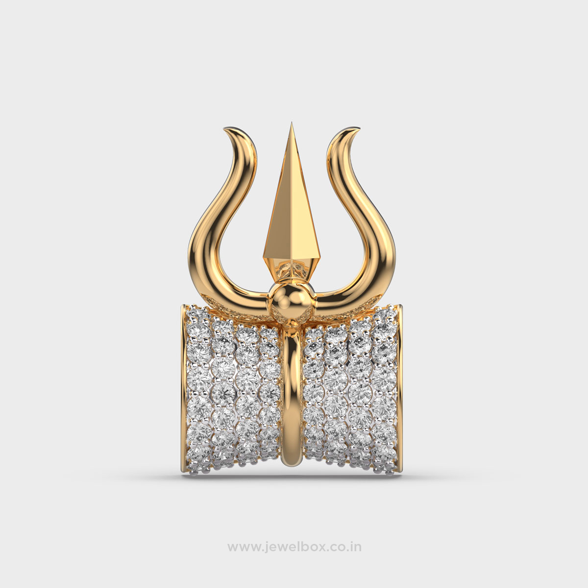 Trishul with Damru Diamond Pendant (Without Chain)