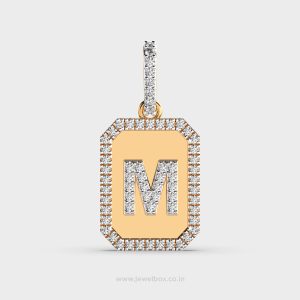 Alphabet M Diamond Pendant for Men