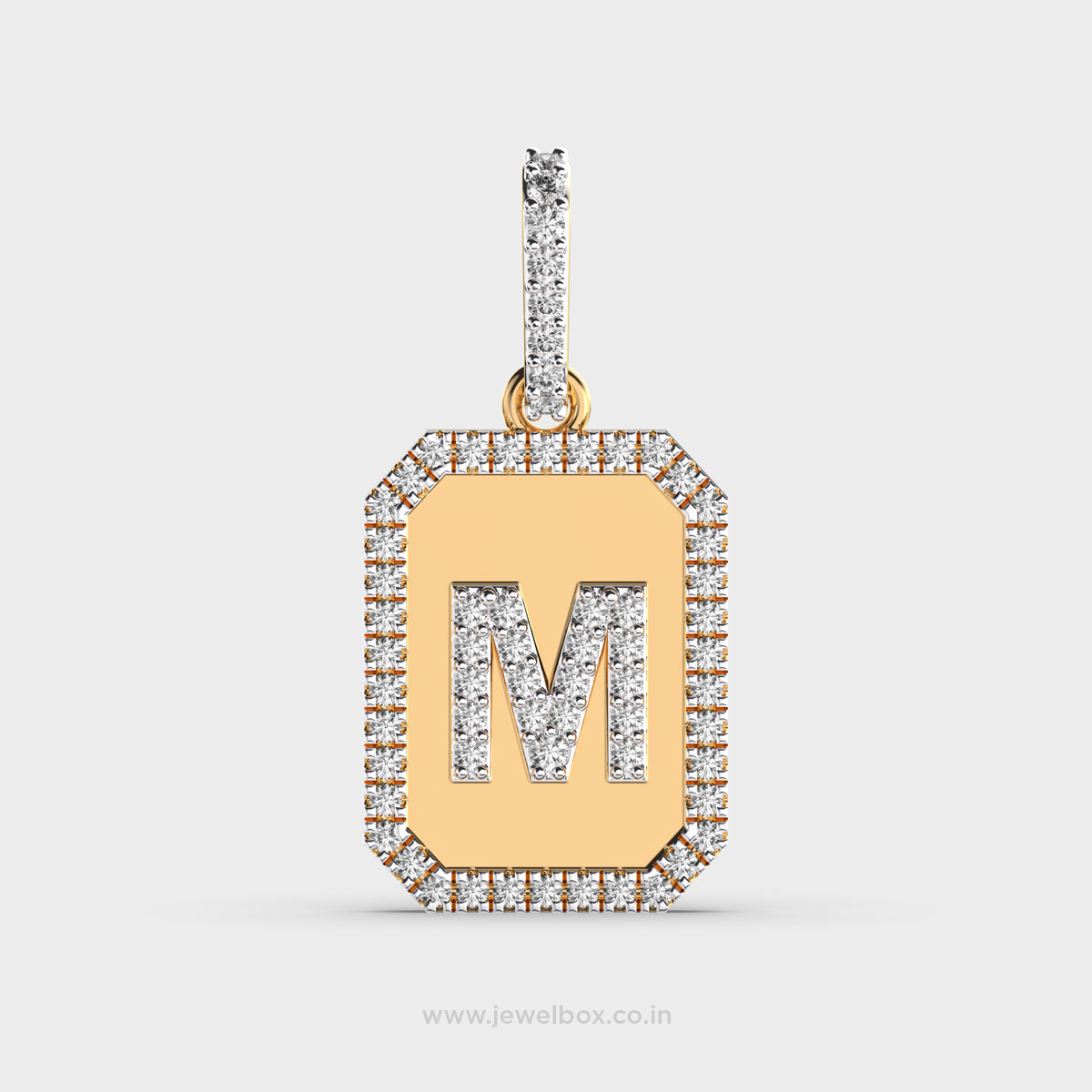 Shimmering M Initial Diamond Pendant (Without Chain)