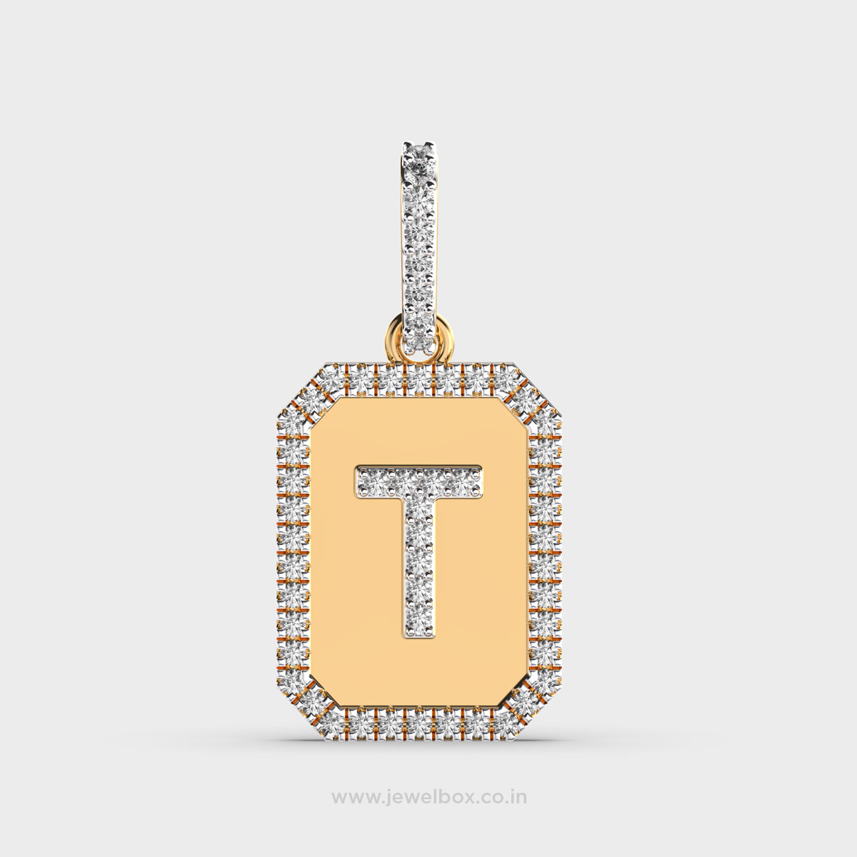 Shimmering T Alphabet Diamond Pendant (Without Chain)