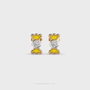 Yellow Enamel Diamond Earrings for Kids