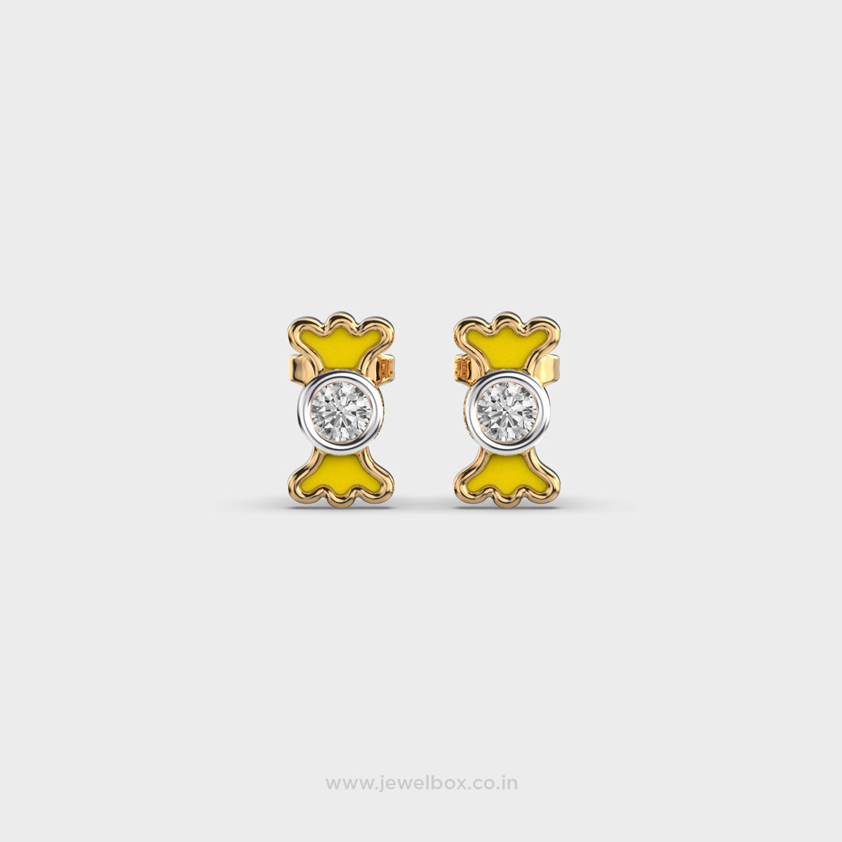 Sweet Ribbon Diamond Ear Studs For Kids