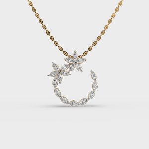 Dual Flower Marquise Diamond Pendant