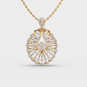 Peacock Feather Diamond Pendant