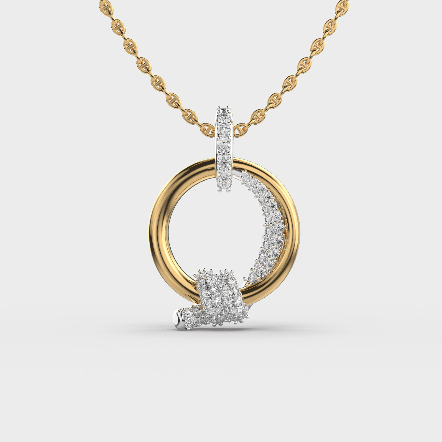 Gold and Diamond Circle Pendant (Without Chain)