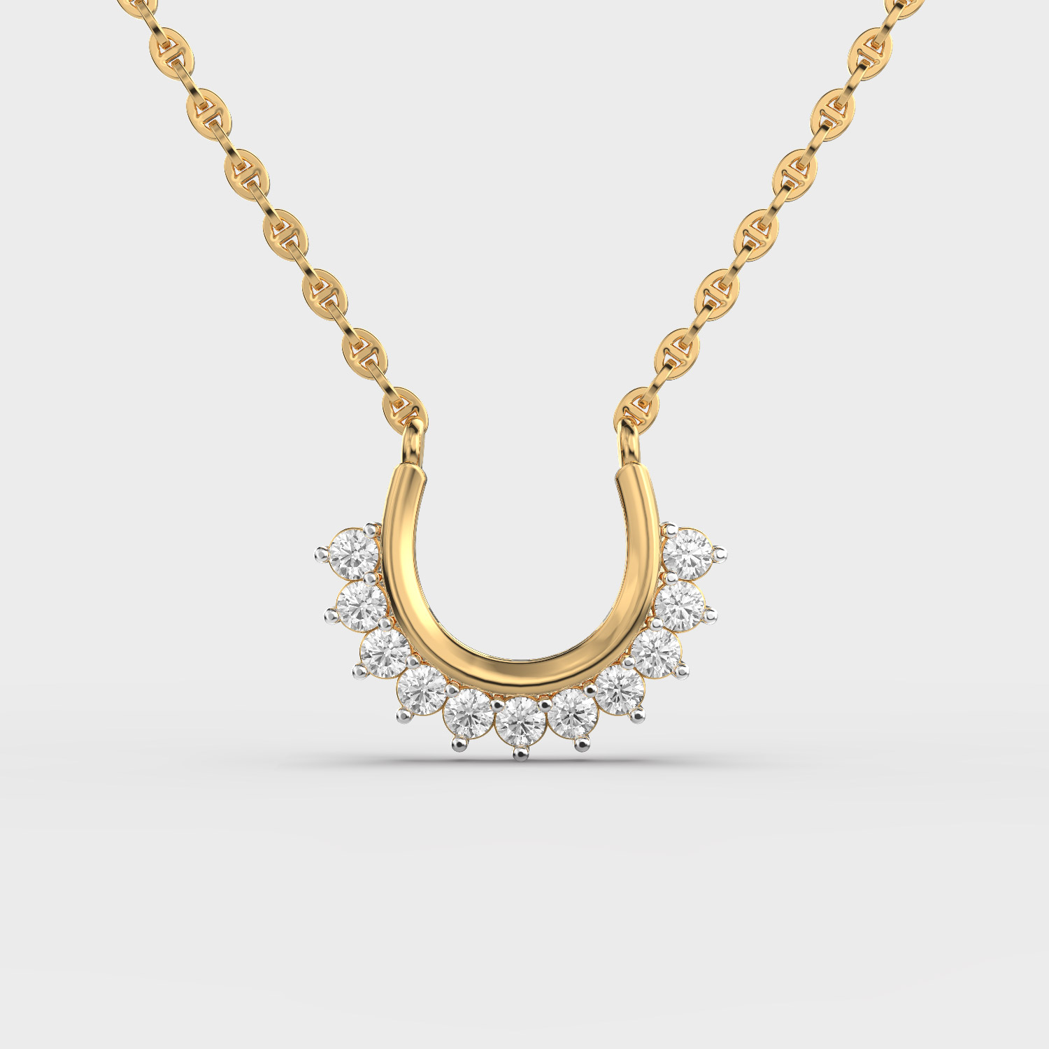 Half U Diamond Encrusted Pendant (With Chain)