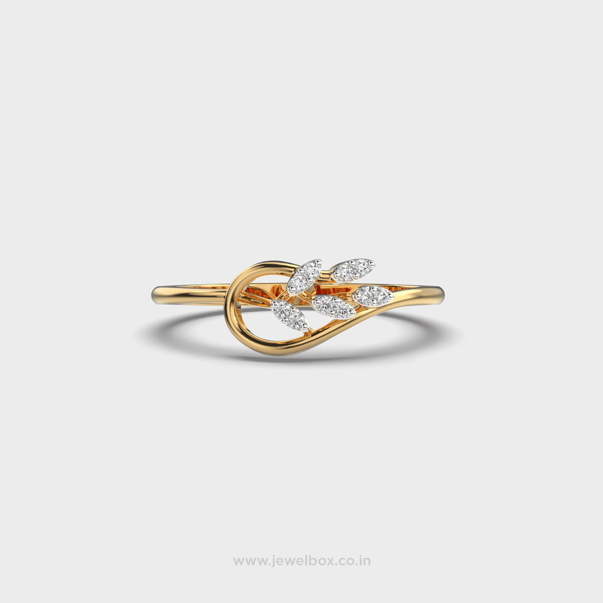 Delicate Petal Fern Diamond Ring