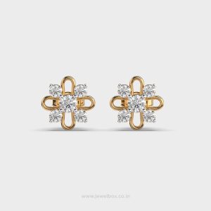 Floral Shine Five Diamonds Earstuds