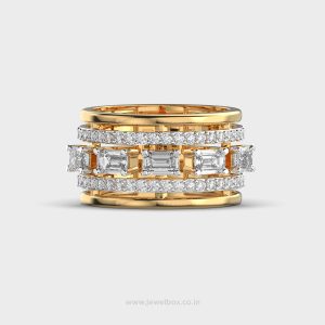 Dual Band Chunky Diamond Statement Ring