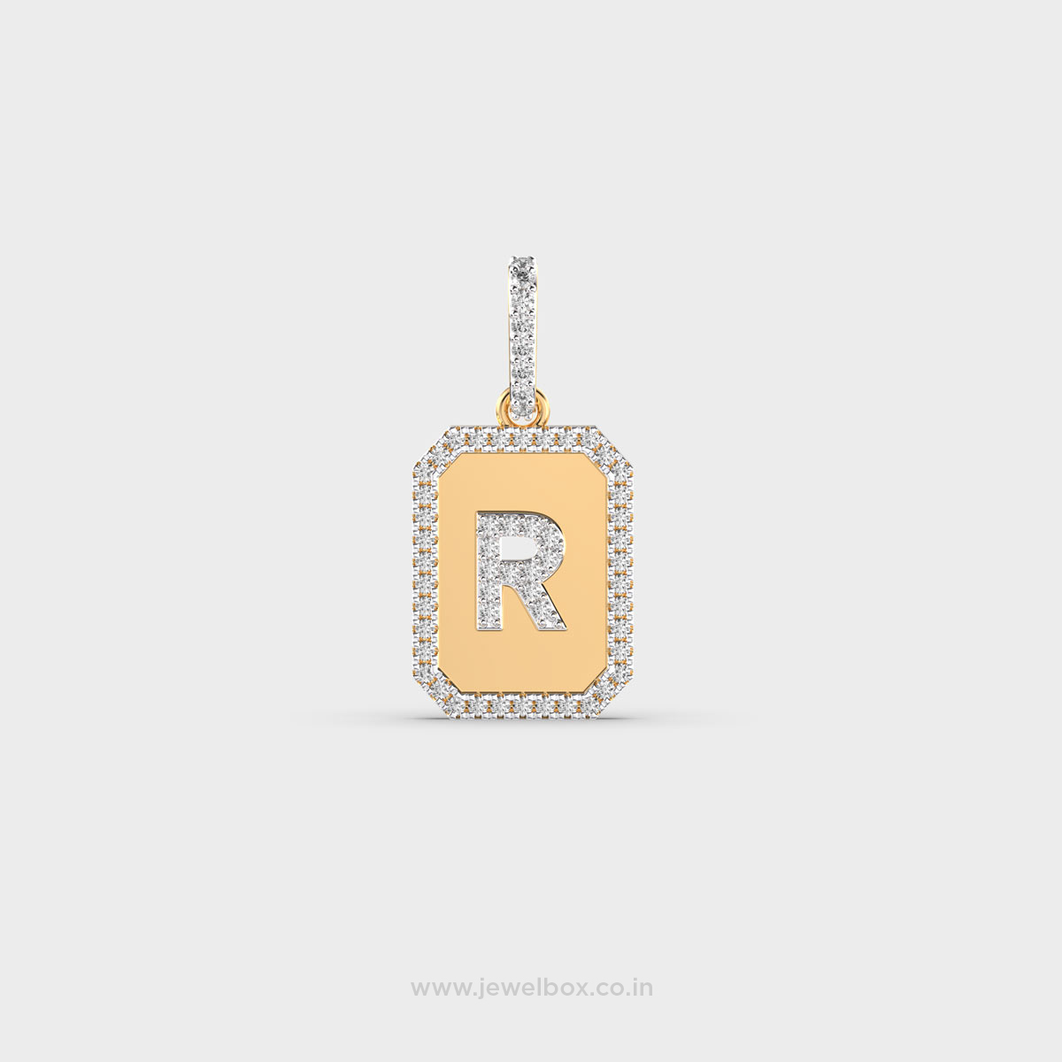 Initial Frame Diamond Encrusted Pendant (Without Chain)