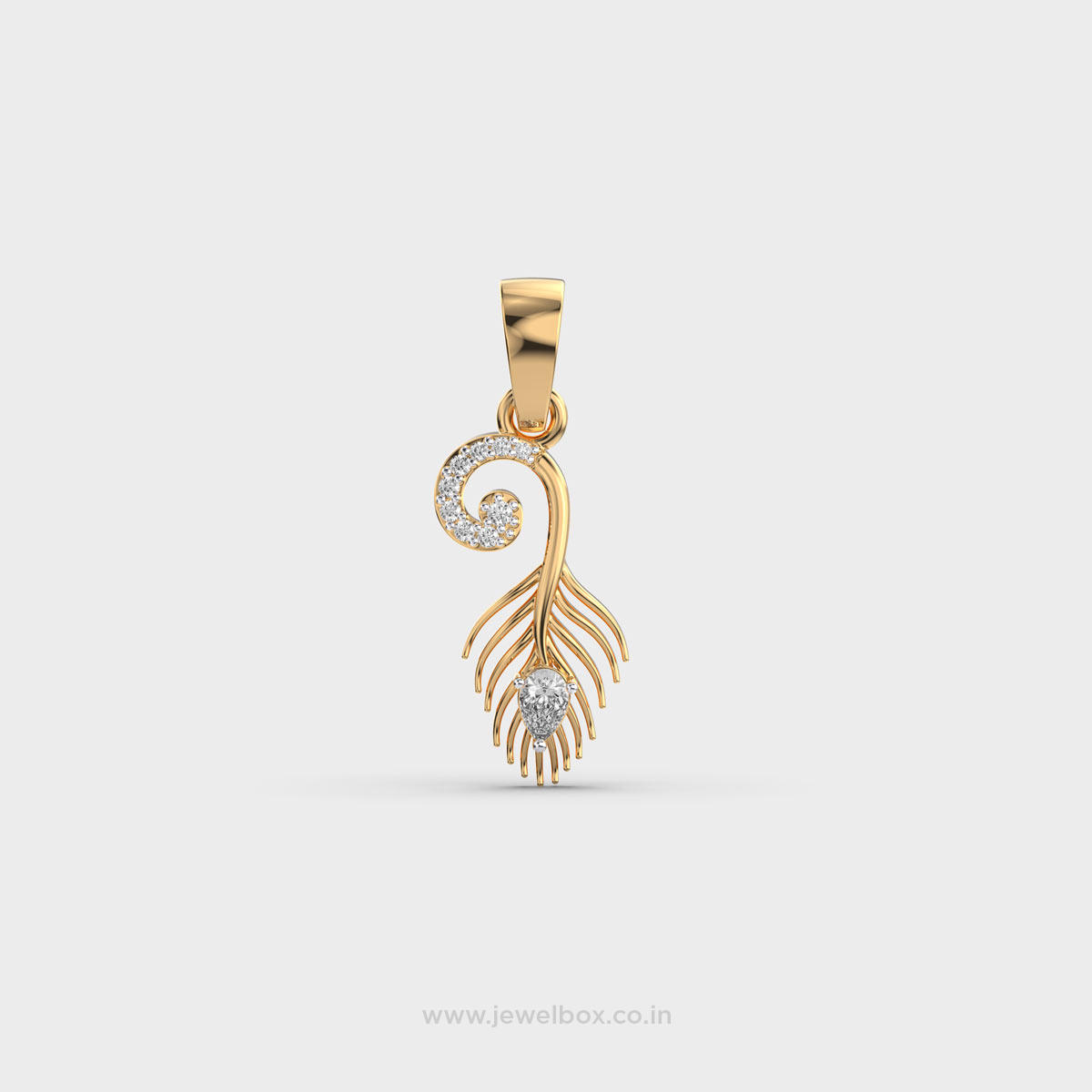 Niral Feather Diamond Encrusted Pendant (Without Chain)