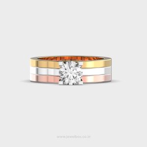 Dual Tone Square Diamond Band Ring
