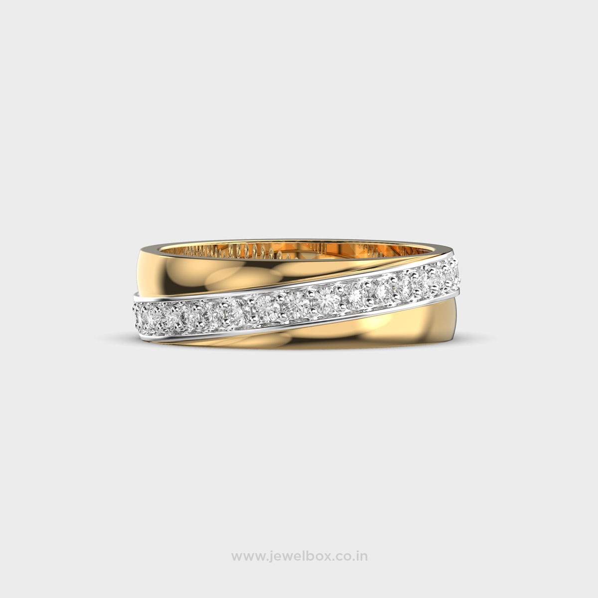 Side-Lined Diamond Encrusted Band Ring For Men