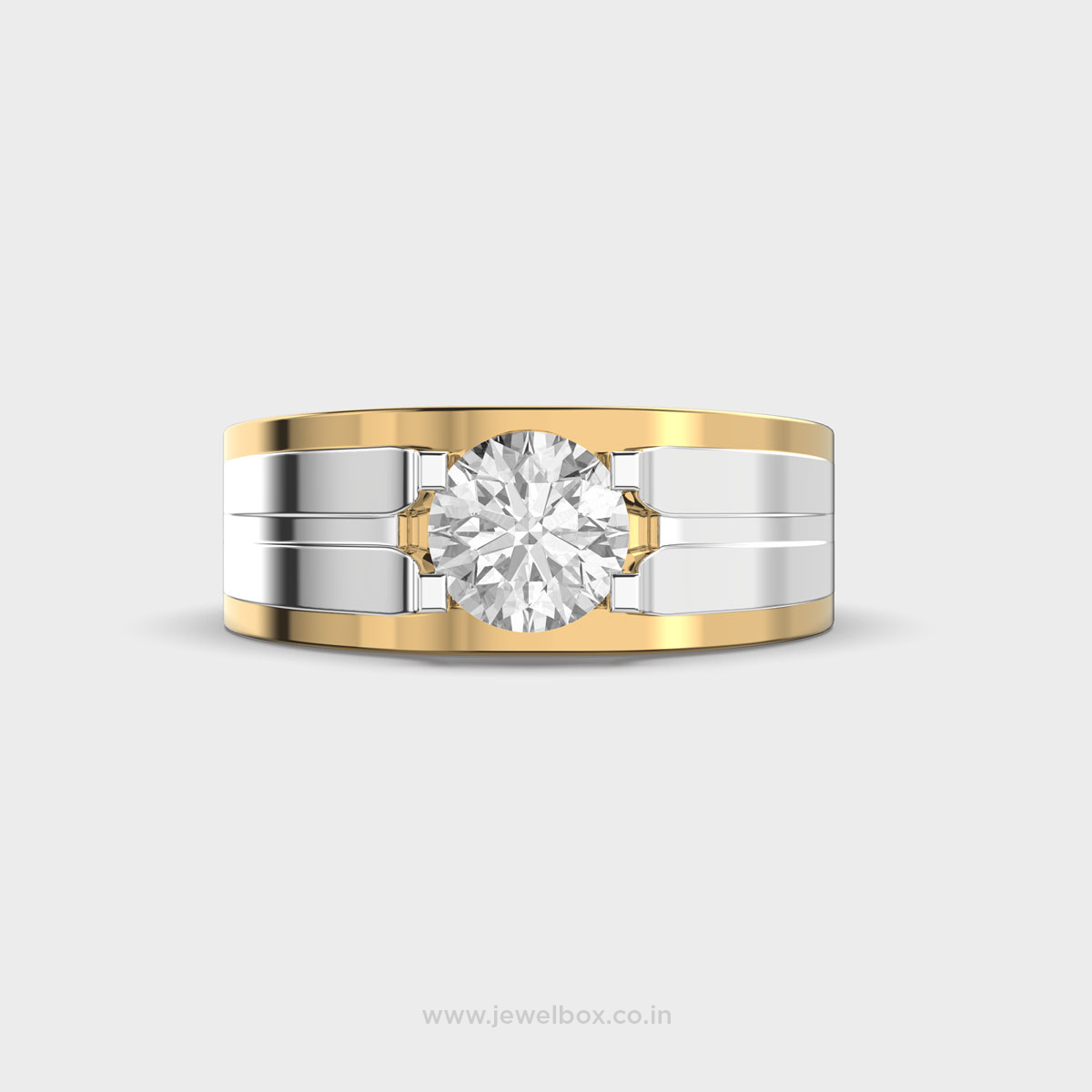 Double Tone Solitaire Ring Band For Men