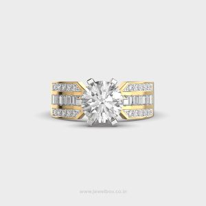 Glowing Triple Diamond Line Solitaire Ring