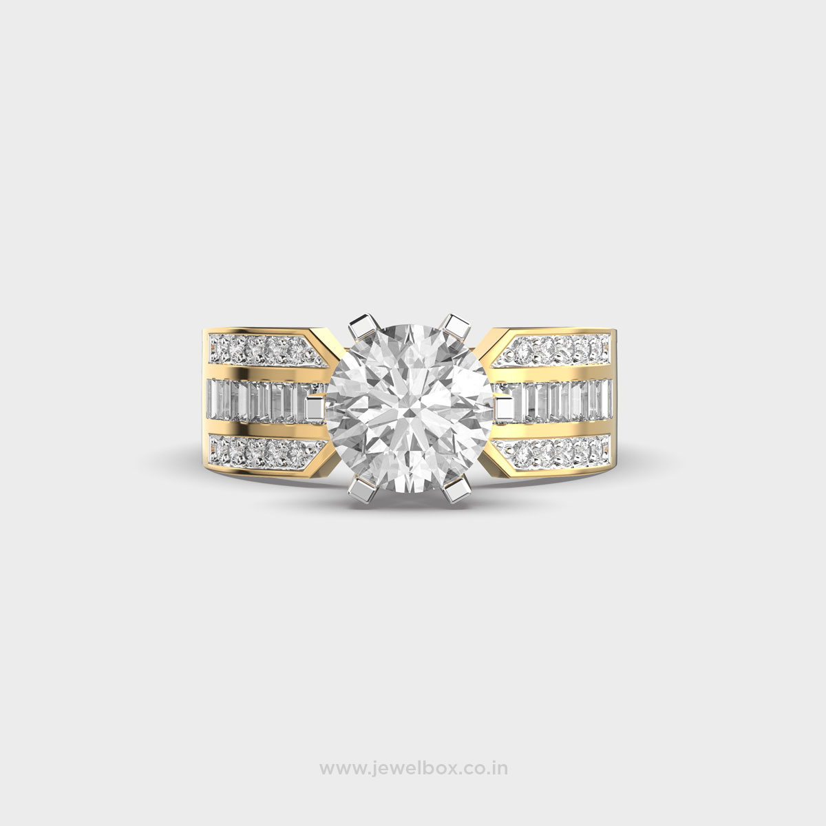Bedazzled Triple-Line Diamond-Encrusted Ring