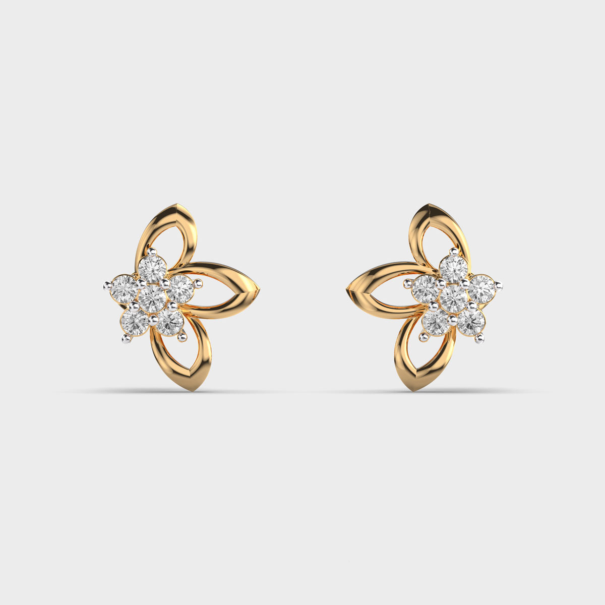 Tulip Petal Diamond Encrusted Studs