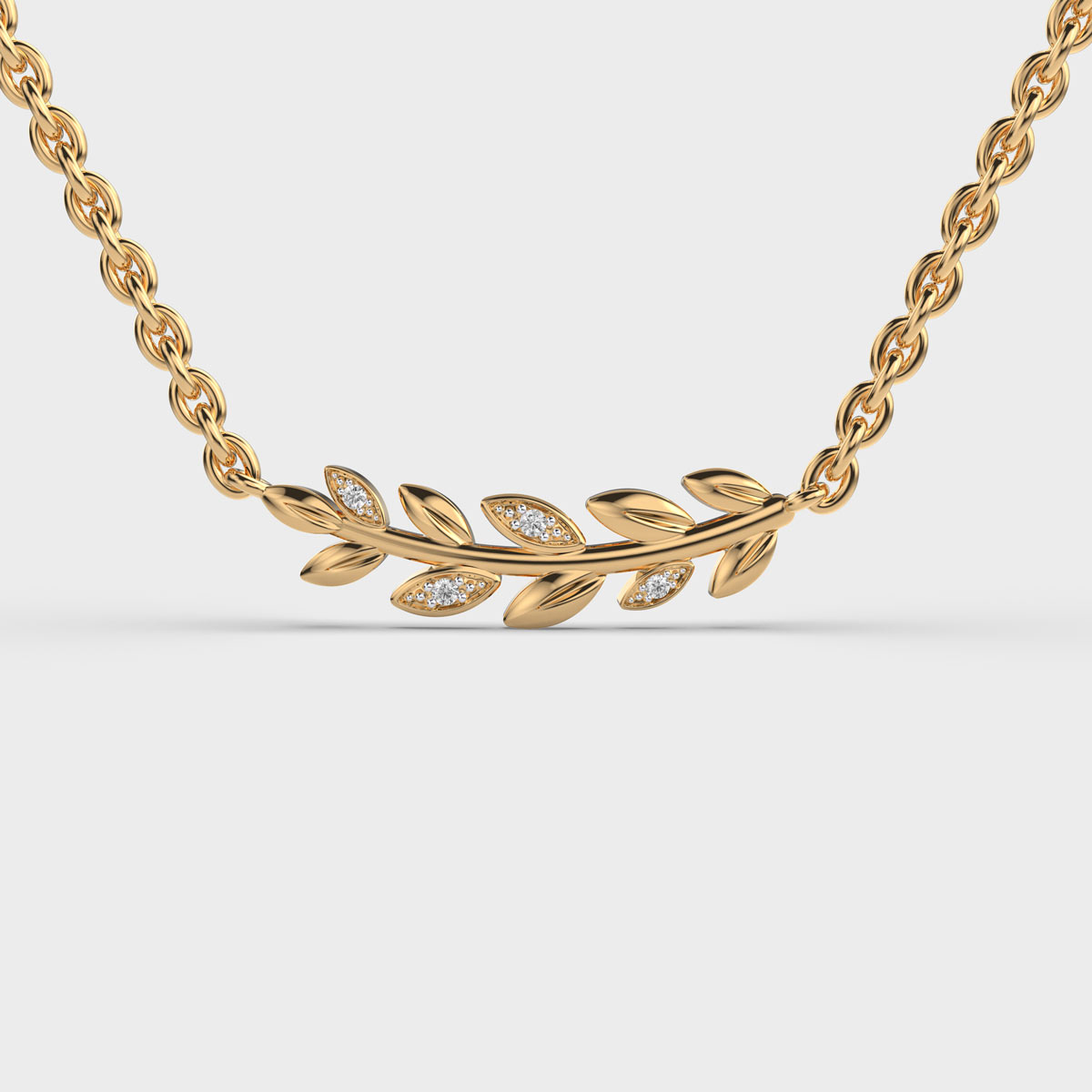 Leafy Charm Diamond Pendant (With Chain)