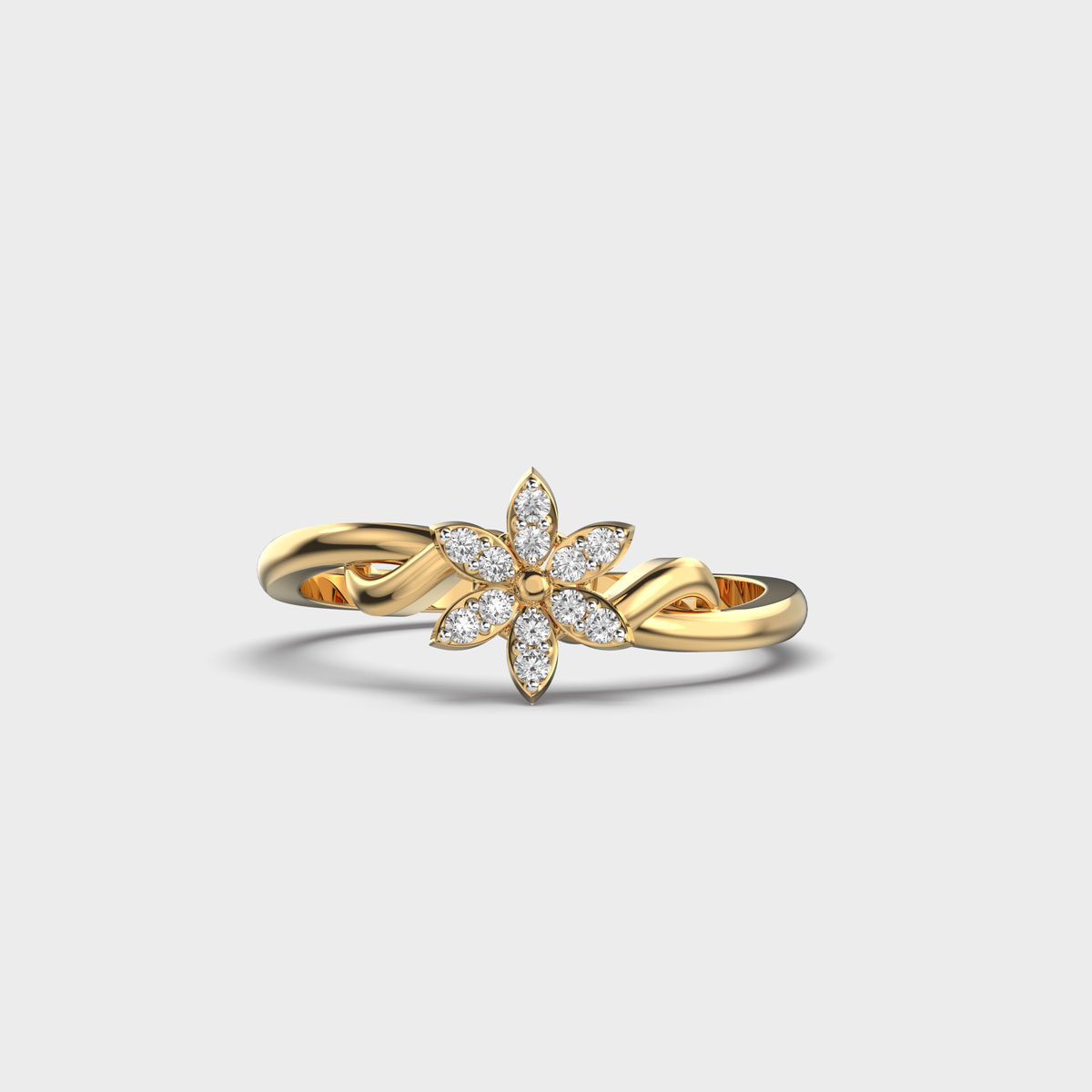 Golden Glory Plumeria Diamond Ring