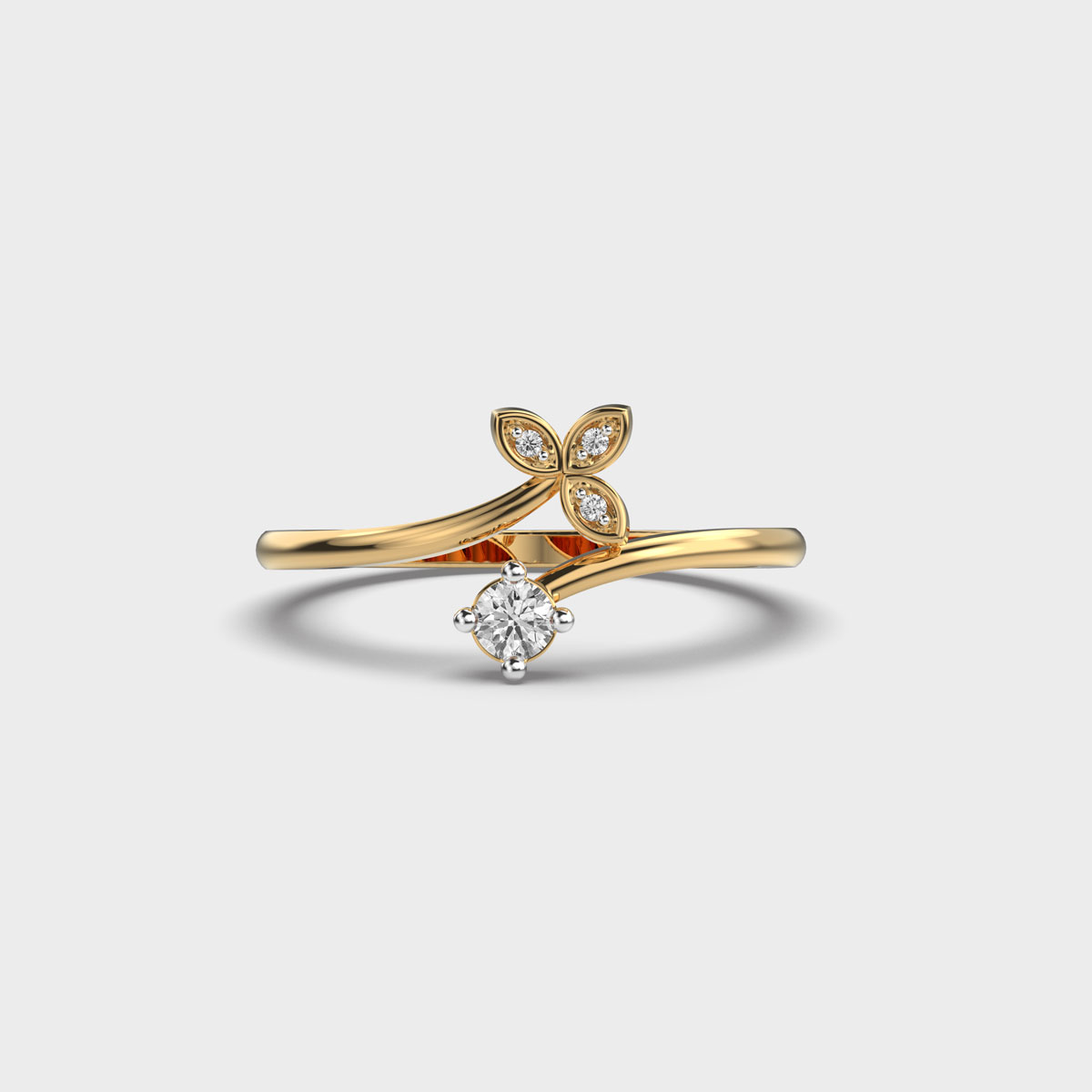 Diamond and Petal Twin Ring for Women