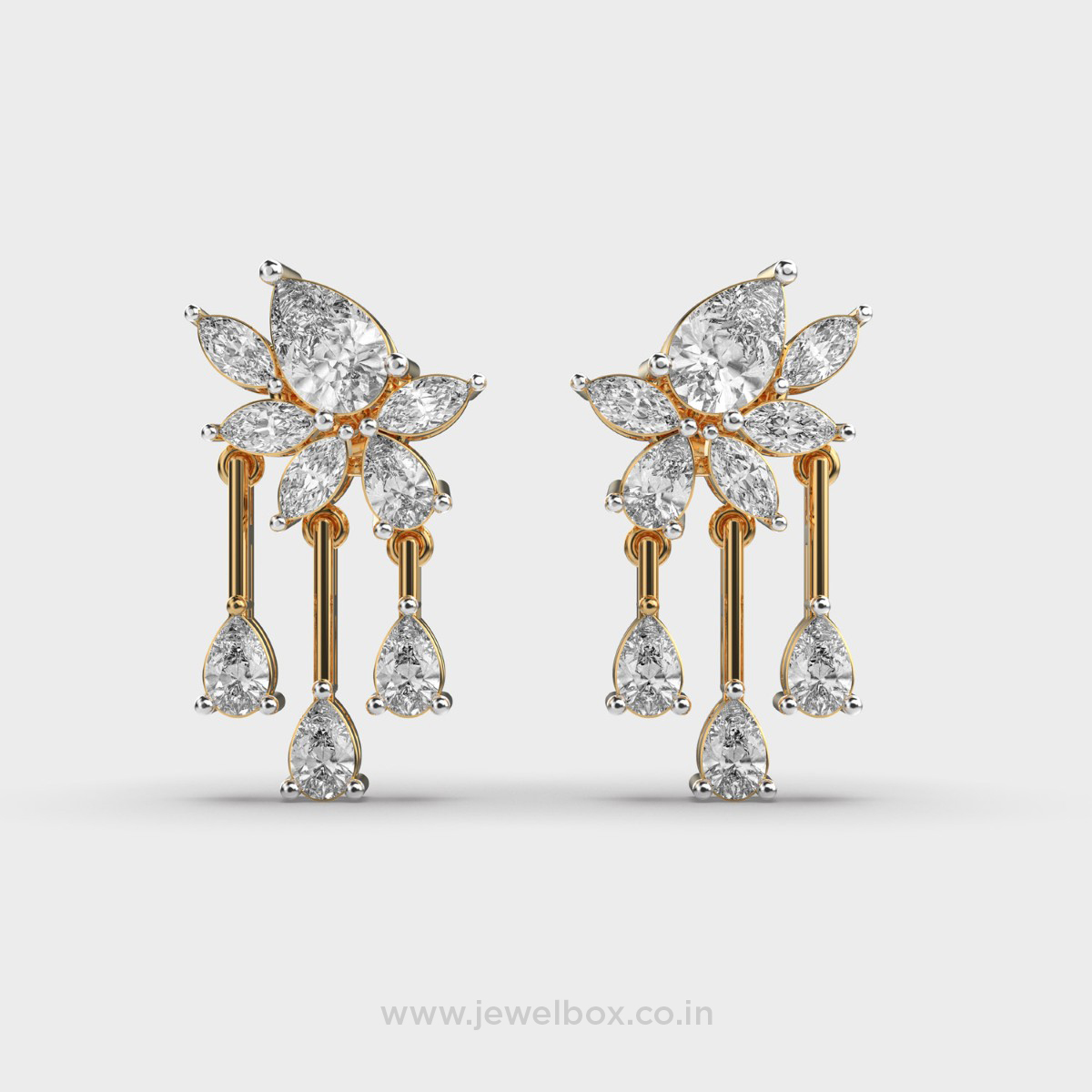Trio Pear Diamond Drop Earrings