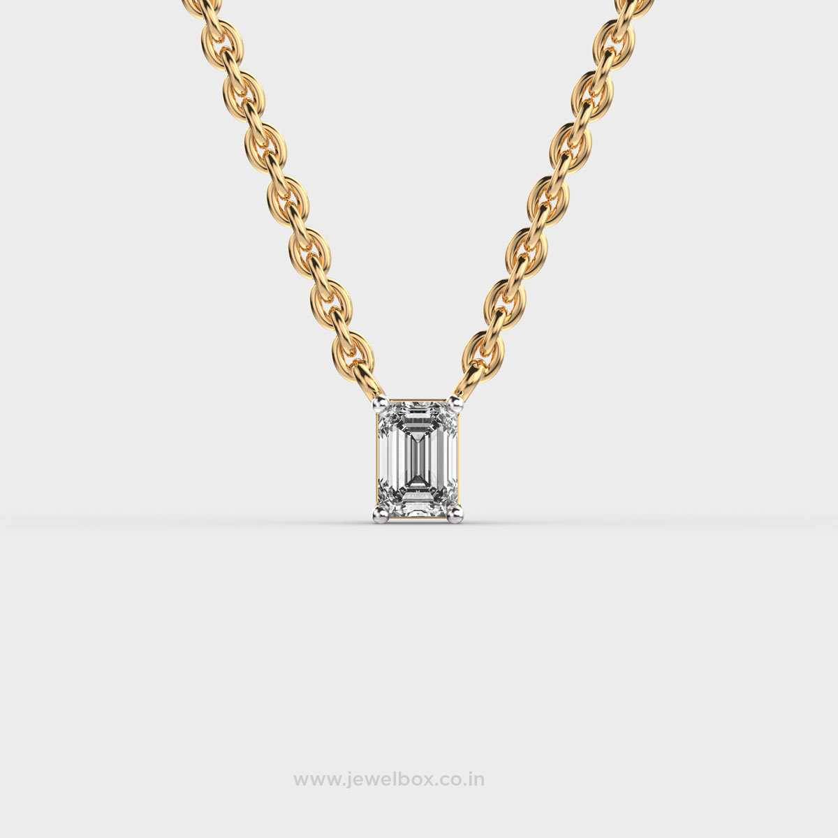 Classic Emerald Cut Diamond Pendant (With Chain)