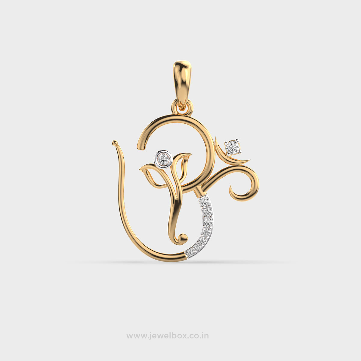 Revered Diamond Om Ganesh Pendant (Without Chain)